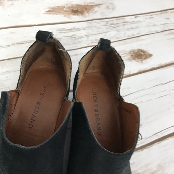 Lucky Brand Ankle Boots Booties Size 8 black western side cutout perforated heel - Picture 6 of 15